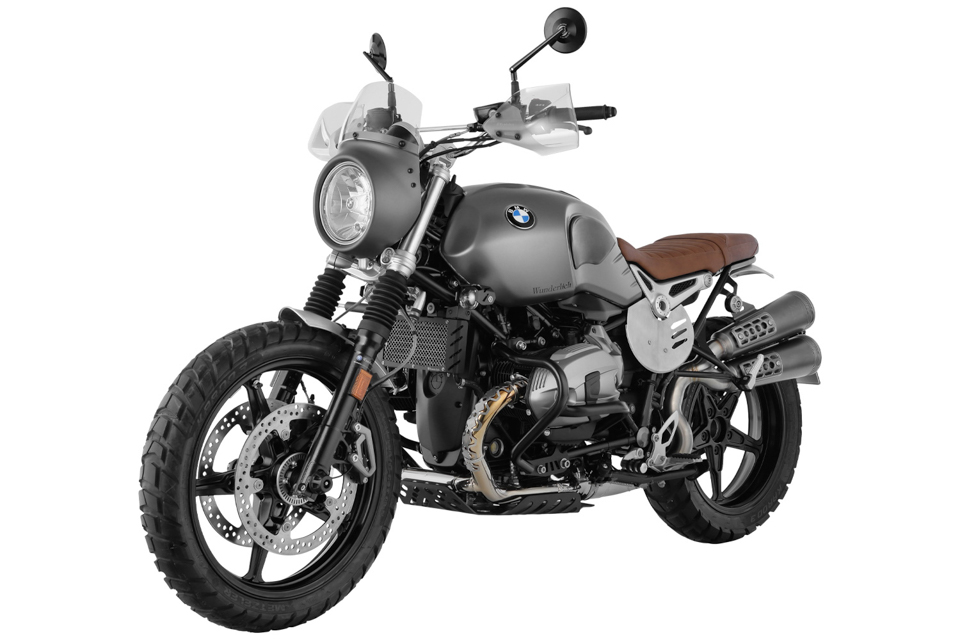 BMW R nine T Scrambler with Wunderlich Parts Installed.