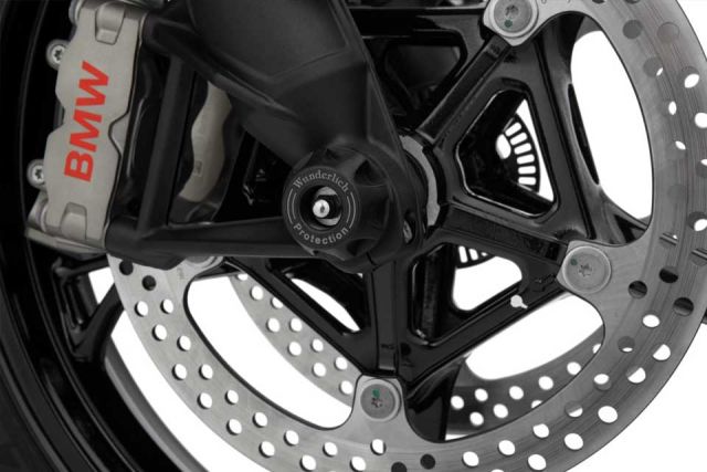 BMW R1300 GS Wunderlich DOUBLESHOCK Axle Protection Pads, Front, Black
